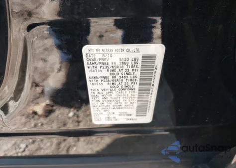 2011 Nissan Murano Sv из США, поврежденный, VIN JN8AZ1MU3BW050201